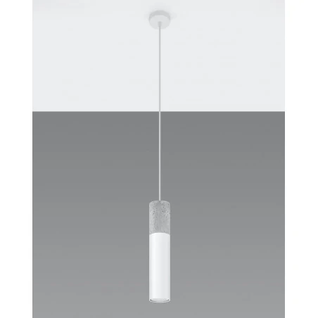 Lampy-sufitowe - lampa wisząca tuba biała z betonową wstawką borgio 1 gu10 sl.0647 sollux 