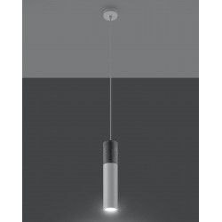 Lampy-sufitowe - lampa wisząca tuba biała z betonową wstawką borgio 1 gu10 sl.0647 sollux