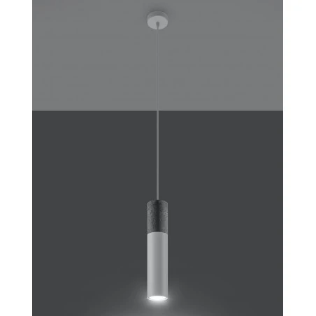 Lampy-sufitowe - lampa wisząca tuba biała z betonową wstawką borgio 1 gu10 sl.0647 sollux 