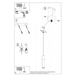 Lampy-sufitowe - lampa wisząca tuba biała z betonową wstawką borgio 1 gu10 sl.0647 sollux 