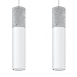 Lampy-sufitowe - lampa wisząca 2 tuby biała z betonową wstawką  borgio 2 sl.0648 sollux