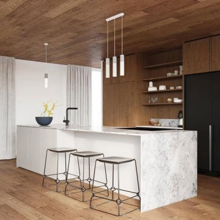 Lampy-sufitowe - lampa wisząca 2 tuby biała z betonową wstawką  borgio 2 sl.0648 sollux 