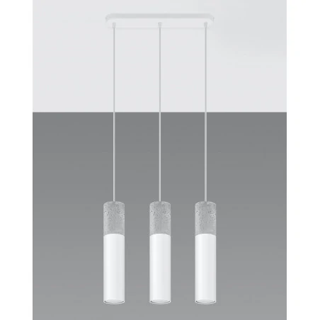 Oswietlenie-sufitowe - lampa wisząca borgio 3l 3 białe tuby z betonową wstawką sl.0649 sollux 