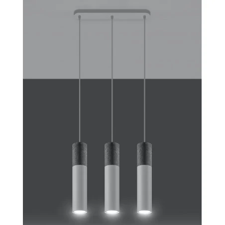 Oswietlenie-sufitowe - lampa wisząca borgio 3l 3 białe tuby z betonową wstawką sl.0649 sollux 