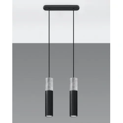 Oswietlenie-sufitowe - lampa wisząca borgio 2xgu10 2 tuby czarne z betonową wstawką sl.0651 sollux 
