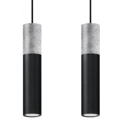Oswietlenie-sufitowe - lampa wisząca borgio 2xgu10 2 tuby czarne z betonową wstawką sl.0651 sollux