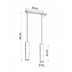Oswietlenie-sufitowe - lampa wisząca borgio 2xgu10 2 tuby czarne z betonową wstawką sl.0651 sollux 