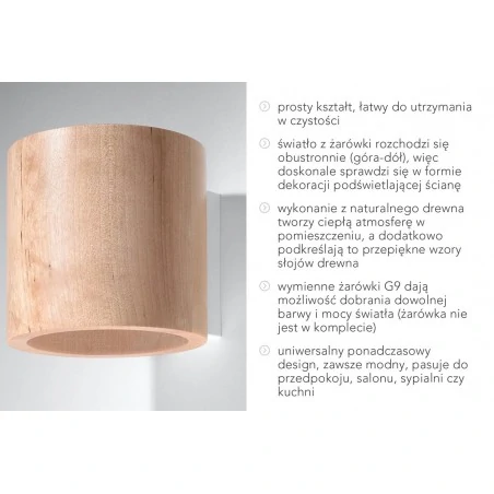 Kinkiety-do-salonu - kinkiet naturalne drewno tuba g9 orbis sl.0490 sollux lighting 