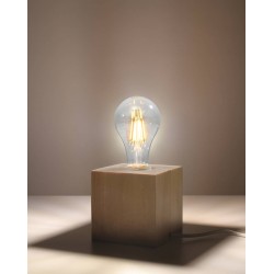 Lampki-nocne - lampa biurkowa sześcian ariz e27 naturalne drewno sl.0677 sollux 