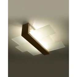 Oswietlenie-sufitowe - plafon 2xe27 naturalne drewno feniks sl.0076 sollux lighting 