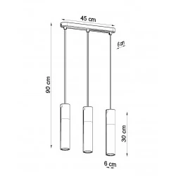 Lampy-sufitowe - lampa wisząca potrójna 3 tuby czarne z drewnem pablo 3l sl.0634 sollux 