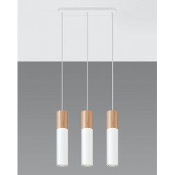 Lampy-sufitowe - sl.0630 lampa wisząca 3 tuby białe z drewnianą wstawką pablo 3l gu10 sollux 