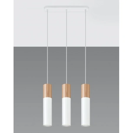 Lampy-sufitowe - sl.0630 lampa wisząca 3 tuby białe z drewnianą wstawką pablo 3l gu10 sollux 