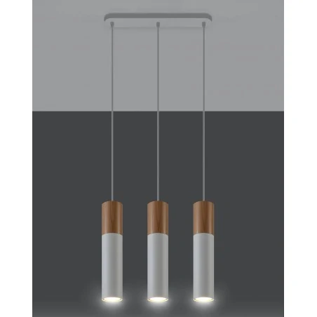 Lampy-sufitowe - sl.0630 lampa wisząca 3 tuby białe z drewnianą wstawką pablo 3l gu10 sollux 