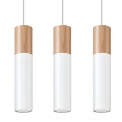 Lampy-sufitowe - sl.0630 lampa wisząca 3 tuby białe z drewnianą wstawką pablo 3l gu10 sollux