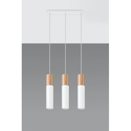 Lampy-sufitowe - sl.0630 lampa wisząca 3 tuby białe z drewnianą wstawką pablo 3l gu10 sollux 