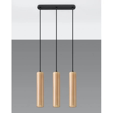 Oswietlenie-sufitowe - drewniana lampa wisząca 3xgu10 lino sl.0638 sollux lighting 