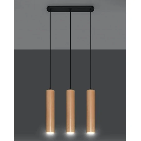Oswietlenie-sufitowe - drewniana lampa wisząca 3xgu10 lino sl.0638 sollux lighting 