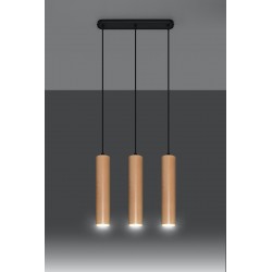 Oswietlenie-sufitowe - drewniana lampa wisząca 3xgu10 lino sl.0638 sollux lighting 