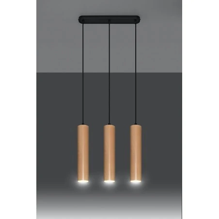 Oswietlenie-sufitowe - drewniana lampa wisząca 3xgu10 lino sl.0638 sollux lighting 