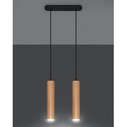 Oswietlenie-sufitowe - drewniana wisząca lampa 2xgu10 lino sl.0637 sollux lighting 