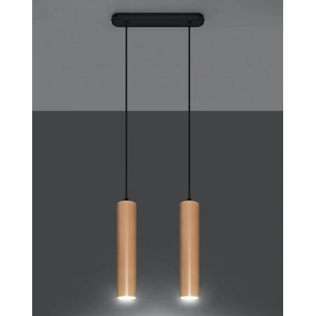 Oswietlenie-sufitowe - drewniana wisząca lampa 2xgu10 lino sl.0637 sollux lighting 