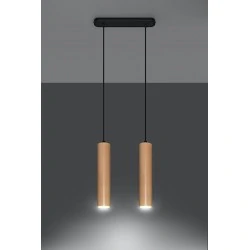 Oswietlenie-sufitowe - drewniana wisząca lampa 2xgu10 lino sl.0637 sollux lighting 