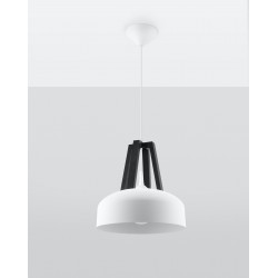 Lampy-sufitowe - lampa wisząca skandynawska e27 casco biało czarna sl.0387 sollux 