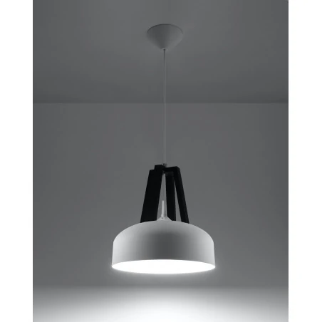Lampy-sufitowe - lampa wisząca skandynawska e27 casco biało czarna sl.0387 sollux 