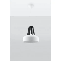 Lampy-sufitowe - lampa wisząca skandynawska e27 casco biało czarna sl.0387 sollux 