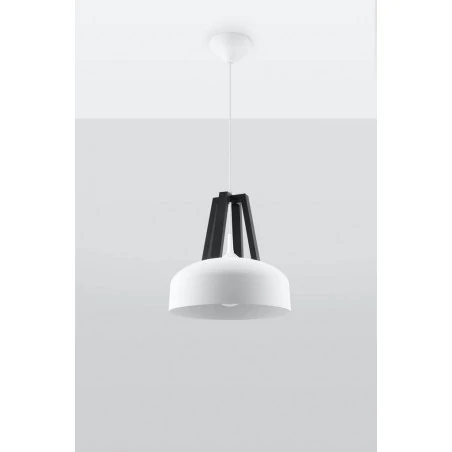 Lampy-sufitowe - lampa wisząca skandynawska e27 casco biało czarna sl.0387 sollux 
