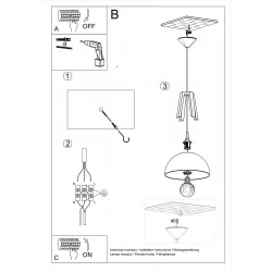 Lampy-sufitowe - lampa wisząca skandynawska e27 casco biało czarna sl.0387 sollux 