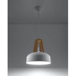 Lampy-sufitowe - sl.0388 lampa wisząca do jadalni skandynawska e27 casco biała naturalne drewno sollux 