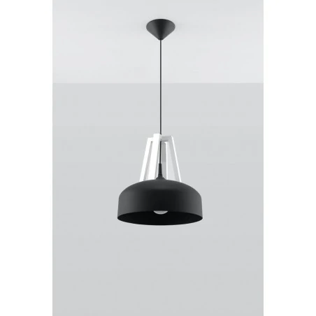Lampy-sufitowe - lampa wisząca nad stół kuchennny casco czarno biała e27 sl.0389 sollux 