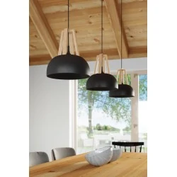 Lampy-sufitowe - lampa wisząca sufitowa casco e27 czarna/naturalne drewno sl.0390 sollux 