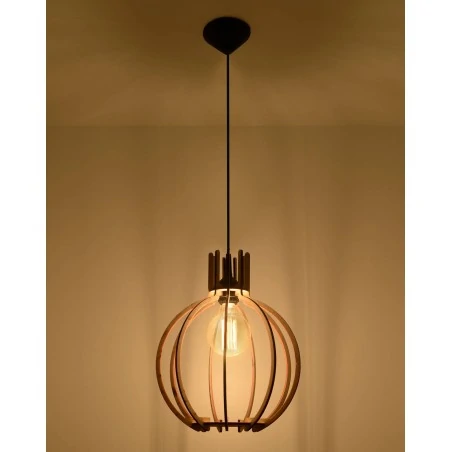 Oswietlenie-sufitowe - wisząca lampa z naturalnego drewna arancia sl.0391 sollux lighting 