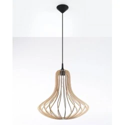 Oswietlenie-sufitowe - wisząca lampa z naturalnego drewna elza sl.0641 sollux lighting 