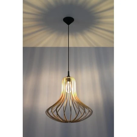 Oswietlenie-sufitowe - wisząca lampa z naturalnego drewna elza sl.0641 sollux lighting 