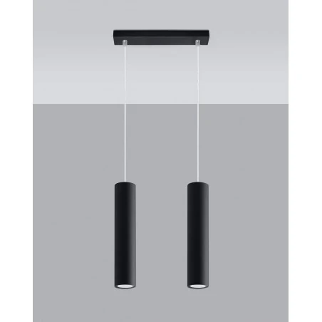 Lampy-sufitowe - lampa wisząca polska zwisające 2 tuby gu10 lagos 2 czarny sl.0328 sollux 