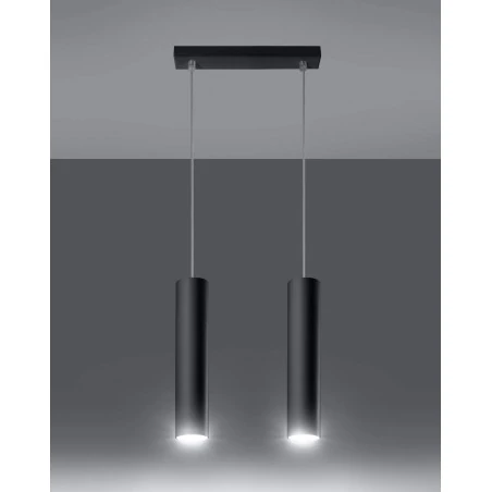 Lampy-sufitowe - lampa wisząca polska zwisające 2 tuby gu10 lagos 2 czarny sl.0328 sollux 