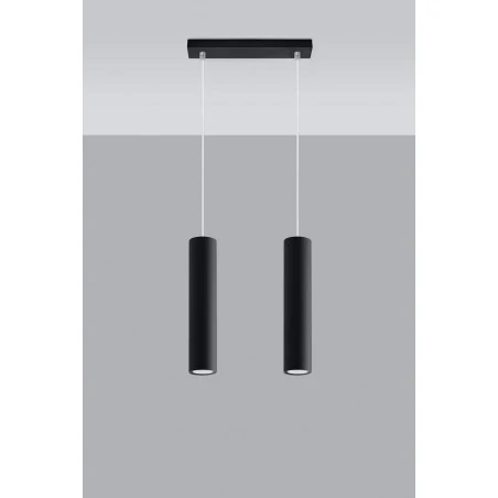 Lampy-sufitowe - lampa wisząca polska zwisające 2 tuby gu10 lagos 2 czarny sl.0328 sollux 