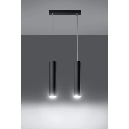 Lampy-sufitowe - lampa wisząca polska zwisające 2 tuby gu10 lagos 2 czarny sl.0328 sollux 