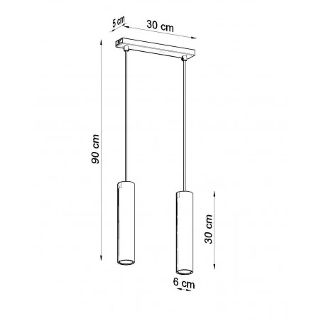 Lampy-sufitowe - lampa wisząca polska zwisające 2 tuby gu10 lagos 2 czarny sl.0328 sollux 