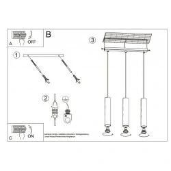 Lampy-sufitowe - lampa wisząca sufitowa 3 tuby 3xgu10 lagos 3l sl.0329 sollux 