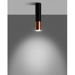 Oswietlenie-sufitowe - loopez tuba natynkowa 30cm czarny/miedź gu10 sl.0945 sollux 
