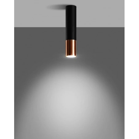 Oswietlenie-sufitowe - loopez tuba natynkowa 30cm czarny/miedź gu10 sl.0945 sollux 