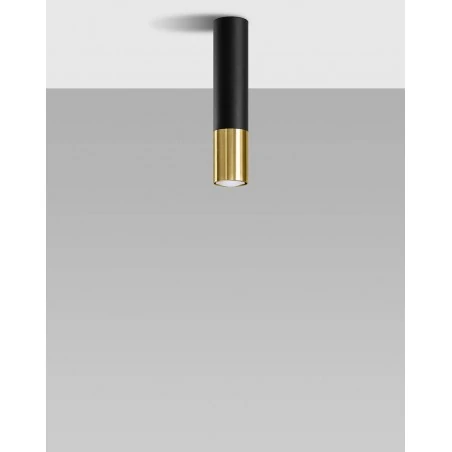 Oswietlenie-sufitowe - loopez tuba downlight gu10 czarno-złota 30 cm sl.0951 sollux 