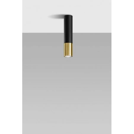 Oswietlenie-sufitowe - loopez tuba downlight gu10 czarno-złota 30 cm sl.0951 sollux 