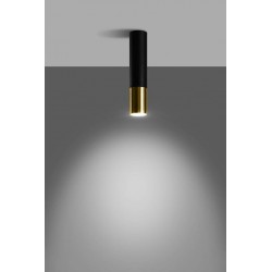 Oswietlenie-sufitowe - loopez tuba downlight gu10 czarno-złota 30 cm sl.0951 sollux 