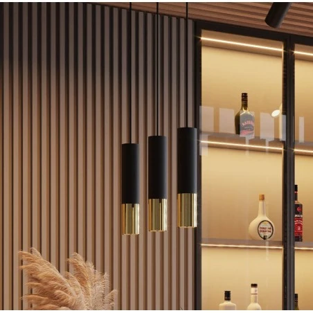 Oswietlenie-sufitowe - loopez tuba downlight gu10 czarno-złota 30 cm sl.0951 sollux 